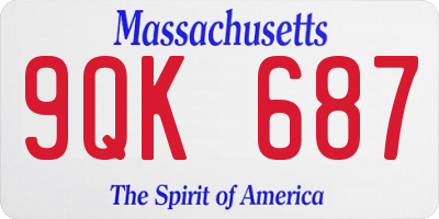 MA license plate 9QK687