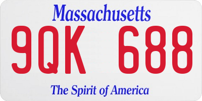 MA license plate 9QK688