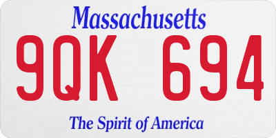 MA license plate 9QK694