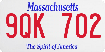 MA license plate 9QK702
