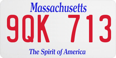 MA license plate 9QK713