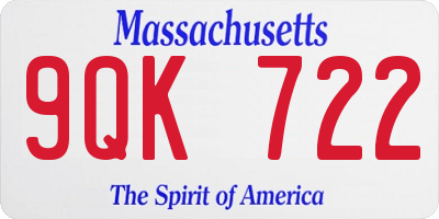 MA license plate 9QK722