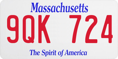 MA license plate 9QK724