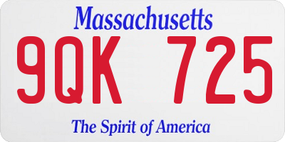 MA license plate 9QK725