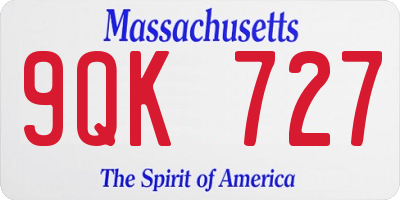 MA license plate 9QK727