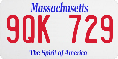 MA license plate 9QK729