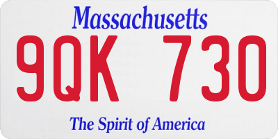 MA license plate 9QK730