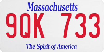 MA license plate 9QK733