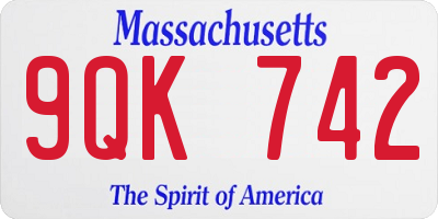 MA license plate 9QK742