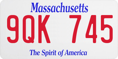MA license plate 9QK745