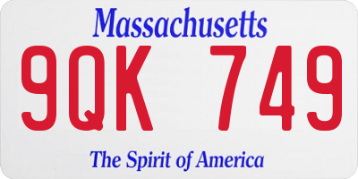 MA license plate 9QK749
