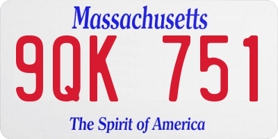 MA license plate 9QK751