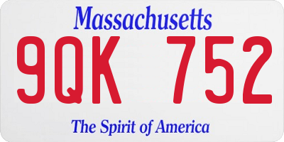 MA license plate 9QK752