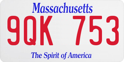 MA license plate 9QK753