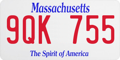 MA license plate 9QK755