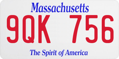 MA license plate 9QK756