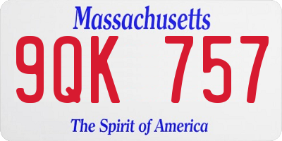 MA license plate 9QK757