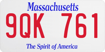 MA license plate 9QK761