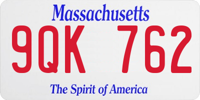 MA license plate 9QK762