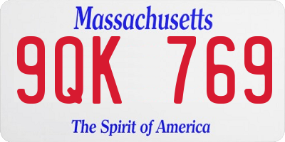 MA license plate 9QK769