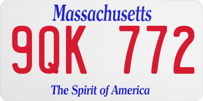 MA license plate 9QK772
