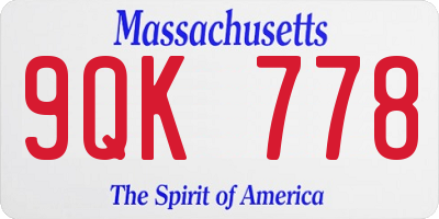 MA license plate 9QK778