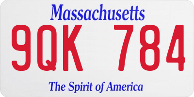 MA license plate 9QK784