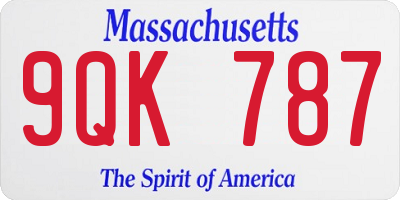 MA license plate 9QK787