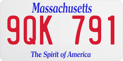 MA license plate 9QK791
