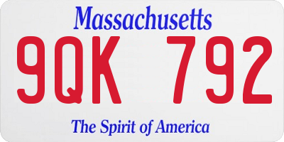 MA license plate 9QK792
