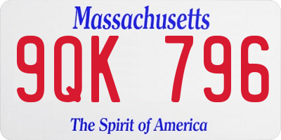 MA license plate 9QK796