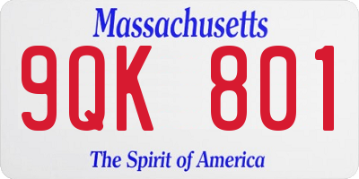 MA license plate 9QK801
