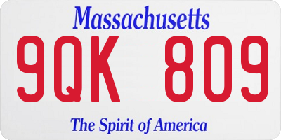 MA license plate 9QK809