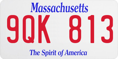 MA license plate 9QK813