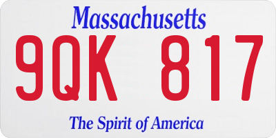MA license plate 9QK817