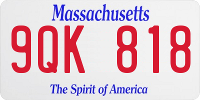 MA license plate 9QK818