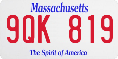 MA license plate 9QK819