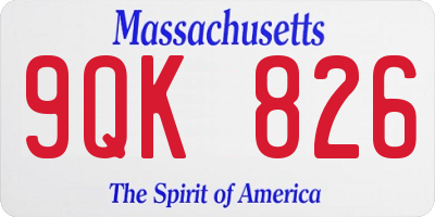 MA license plate 9QK826