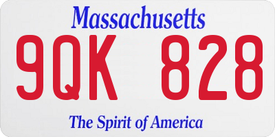 MA license plate 9QK828