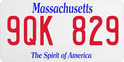 MA license plate 9QK829