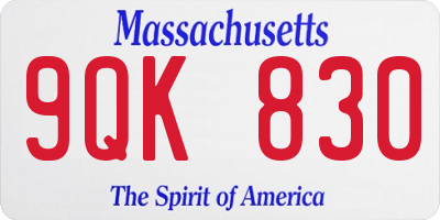MA license plate 9QK830
