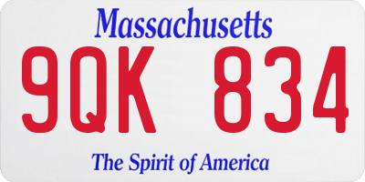 MA license plate 9QK834
