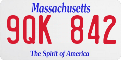 MA license plate 9QK842