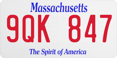 MA license plate 9QK847