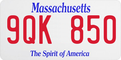 MA license plate 9QK850