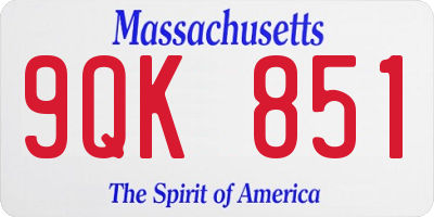 MA license plate 9QK851
