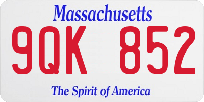 MA license plate 9QK852