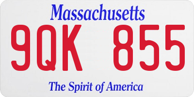 MA license plate 9QK855
