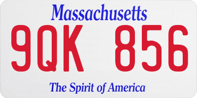 MA license plate 9QK856