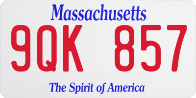 MA license plate 9QK857